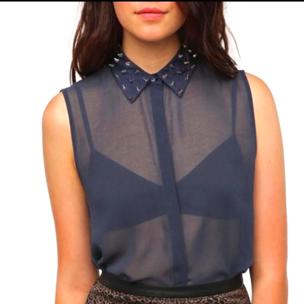 Sparkle and Fade spiked button down teeshirt